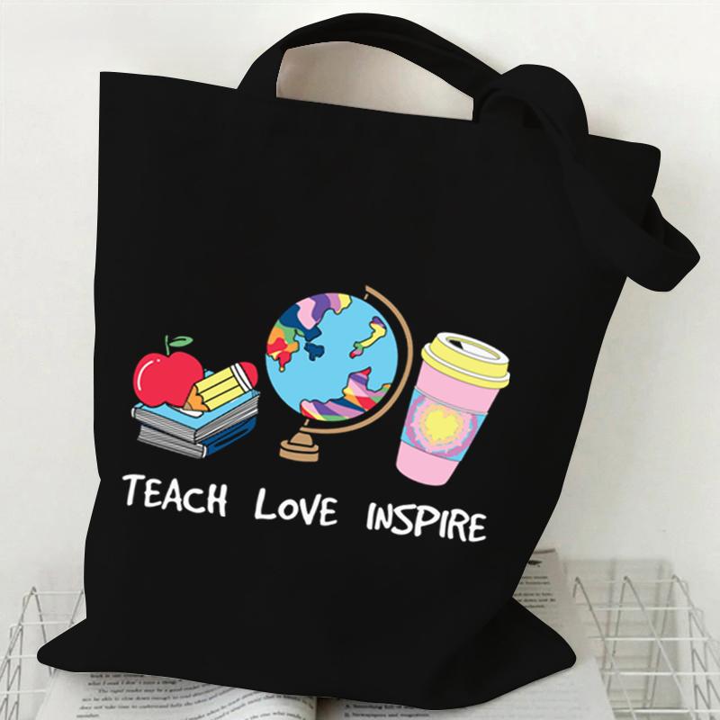 

Холщовая сумка-тоут для женщин с рисунком глобуса сумки через плечо It Is A Beautiful Day To Learn Print сумка для покупок подростковые сумки