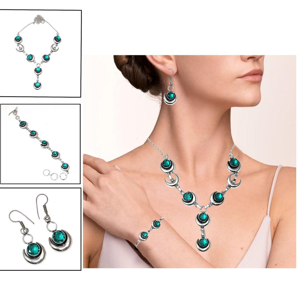 Chrome Diopside Gemstone Handmade Ethnic Jewelry Necklace Set 18-20''