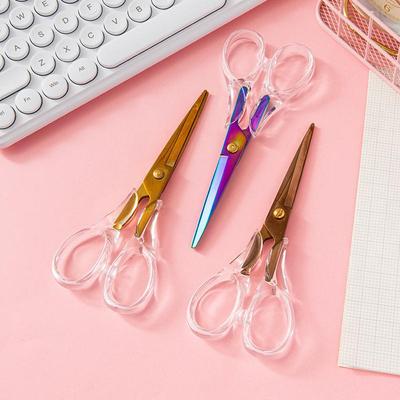 Transparent Rose Gold Acrylic Heavy-Duty Office Scissors for DIY and Student Use