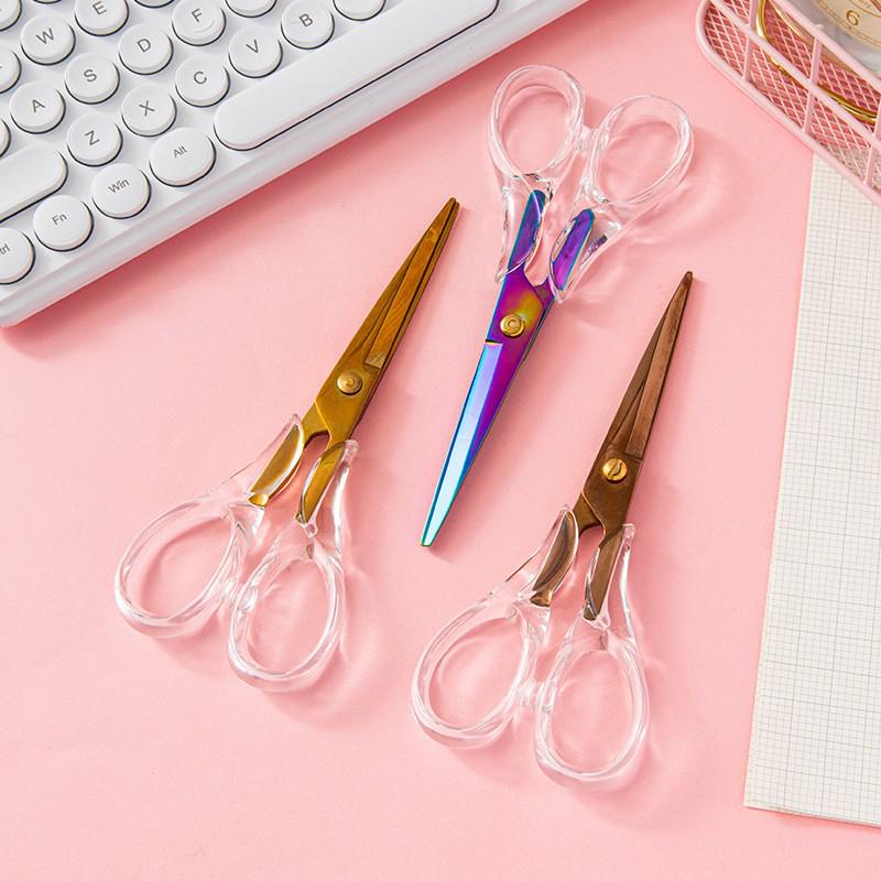 

Прозрачные акриловые ножницы цвета розового золота для тяжелых условий работы, для DIY и для студентов Gold