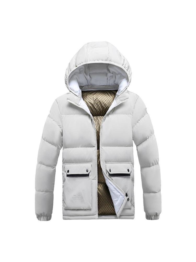 Comfortable and Versatile Jacket Light Cotton Jacket Men's Models Winter Solid Colour Removable Cap Thickened Hooded Slim Jacket Men