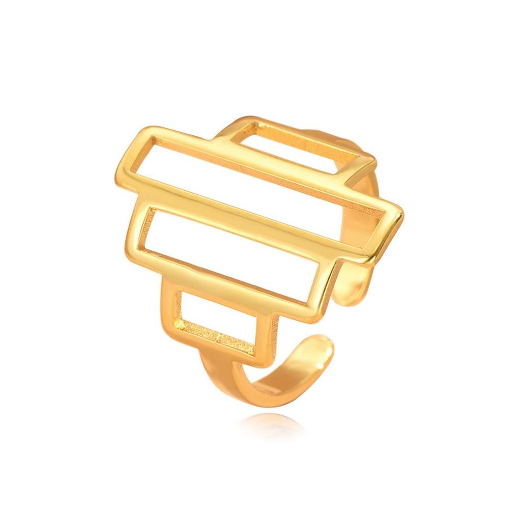 Unisex Cold Style Geometric Stainless Steel Open Ring