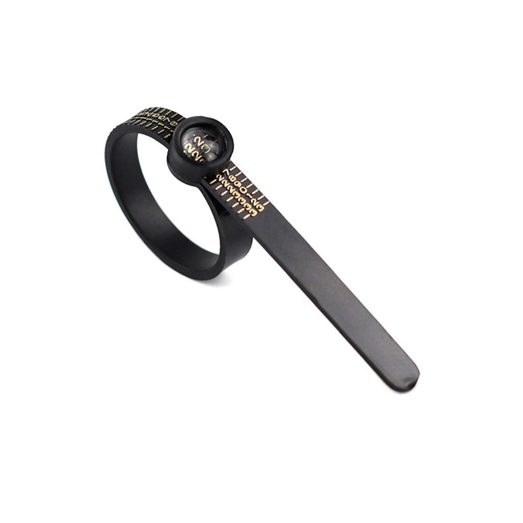 Finger Size Meter Measuring Tools with Magnifier for Jewelry Size Rings Size Measuring Tools Black and White Reusable