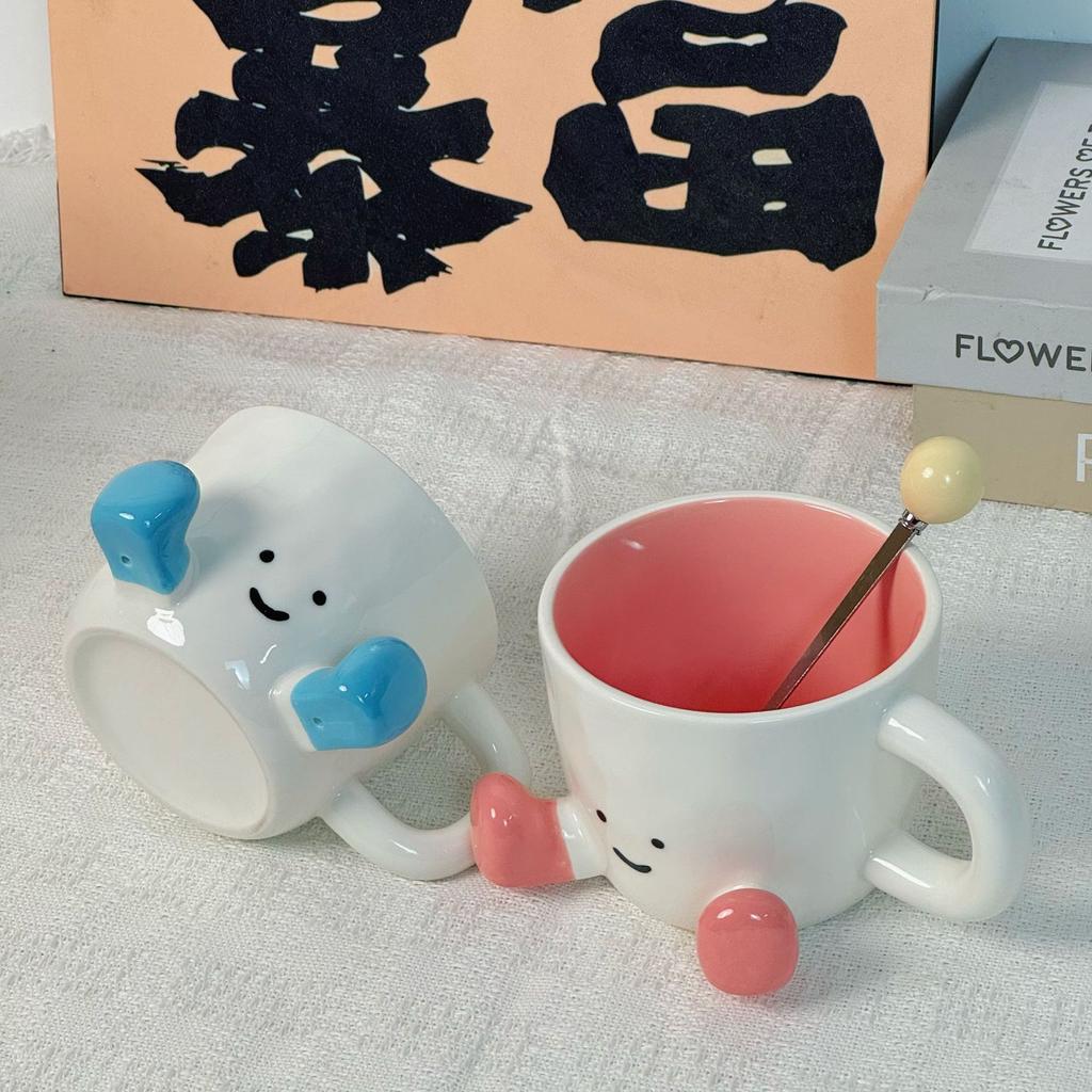 Fuß Keramiktasse Haushaltsbecher Damen Nischen-Design-Tasse Büro Trinkwasser Frühstück Kaffeetasse Geschenk