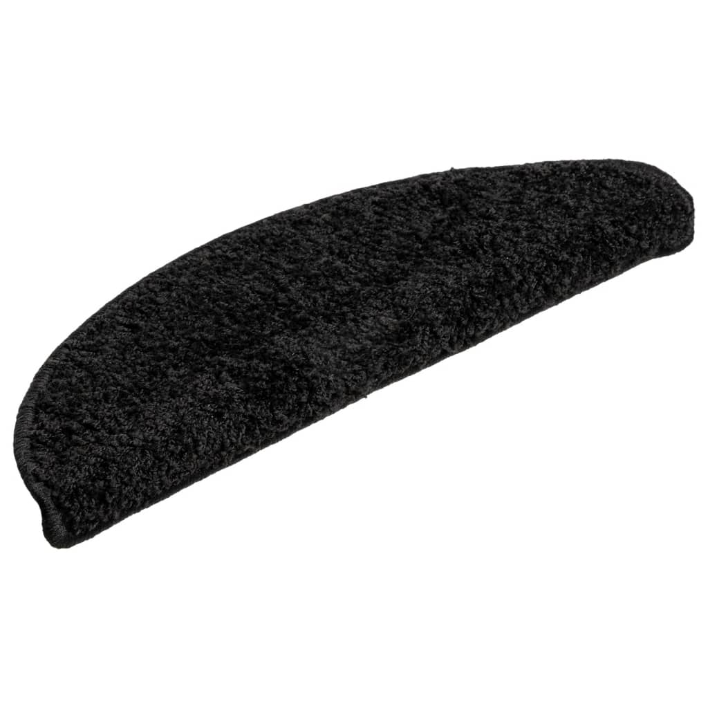 Stair Treads 10 pcs 56 x 17 x 3 cm Black Semi Round