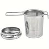 1pc Premium Stainless Steel Tea Filter Extended  Handle, Loose Tea Drainer with Lid,Anti-Scald Multi-Purpose Tea Strainer