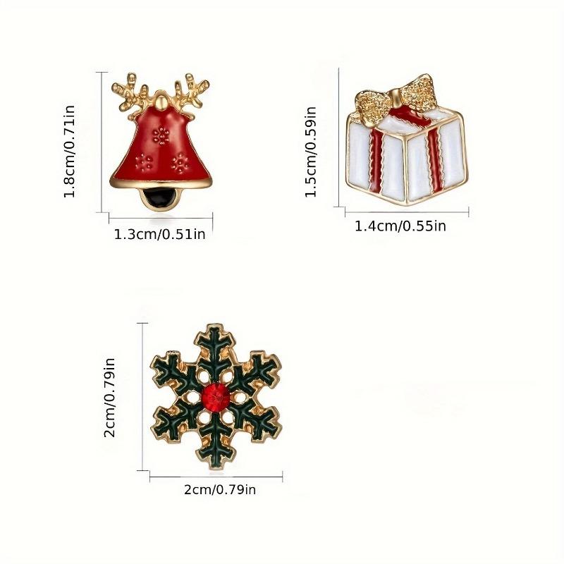 New Christmas Versatile Brooch Snowflake Bell Painted Oil Women's Three-piece Combination Brooch