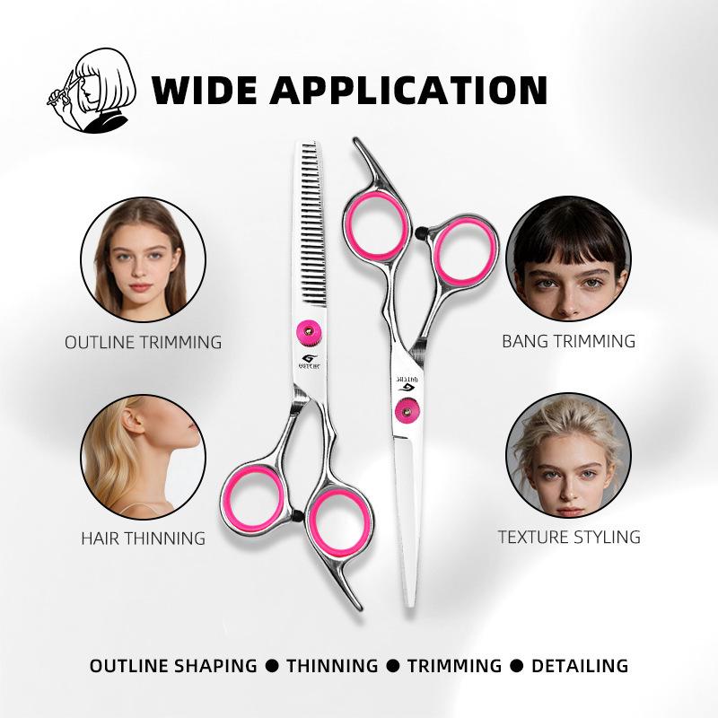 Pink Cap Stainless Steel Professional Barber Thinning Scissors for Bangs and Hair Salon Use