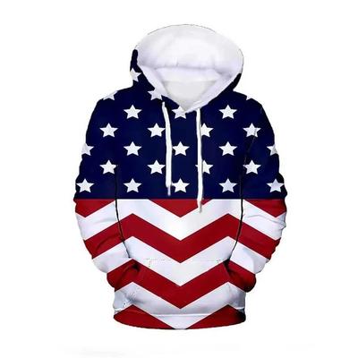 Nuova Felpa con Cappuccio Stampa 3D Bandiera Americana Moda Uomo Casual