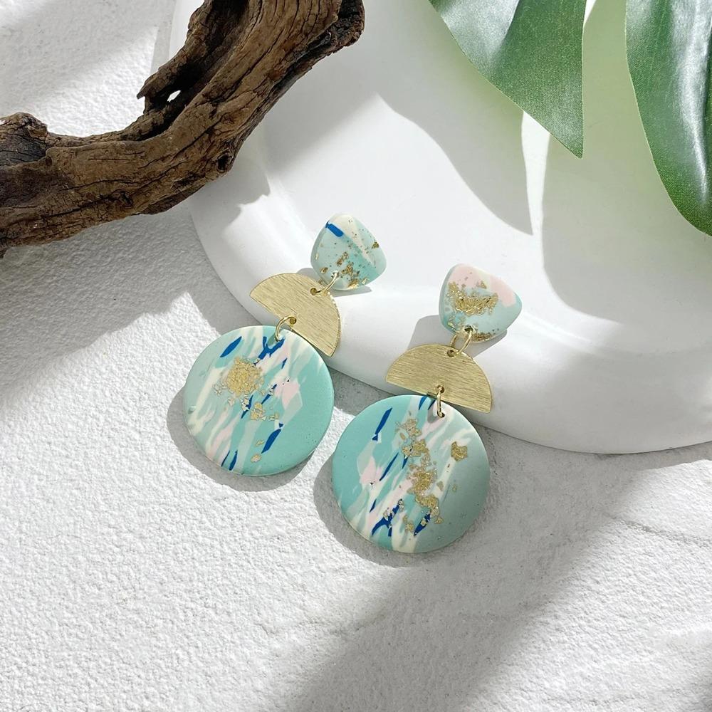 Geometric Beach Earrings Y2K Exaggerate Earrings Women Elegant Acrylic Stud Earrings  Gifts