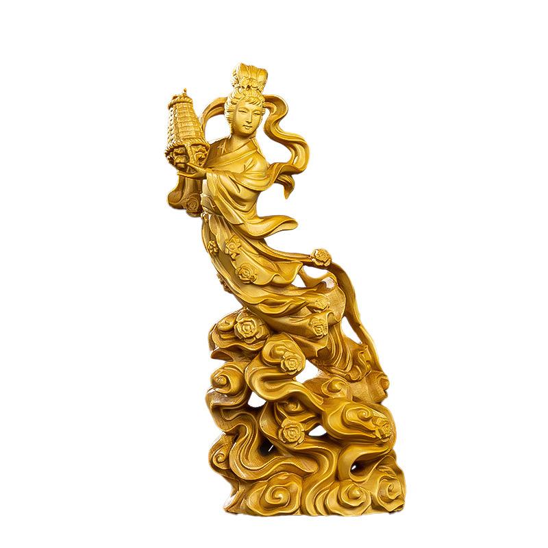 Натуральный Самшит Красота Разбросанные Цветы Фигурка Статуэтка Массив Дерева Резьба Китайское Традиционное Искусство Декор для Дома Комнаты Офиса