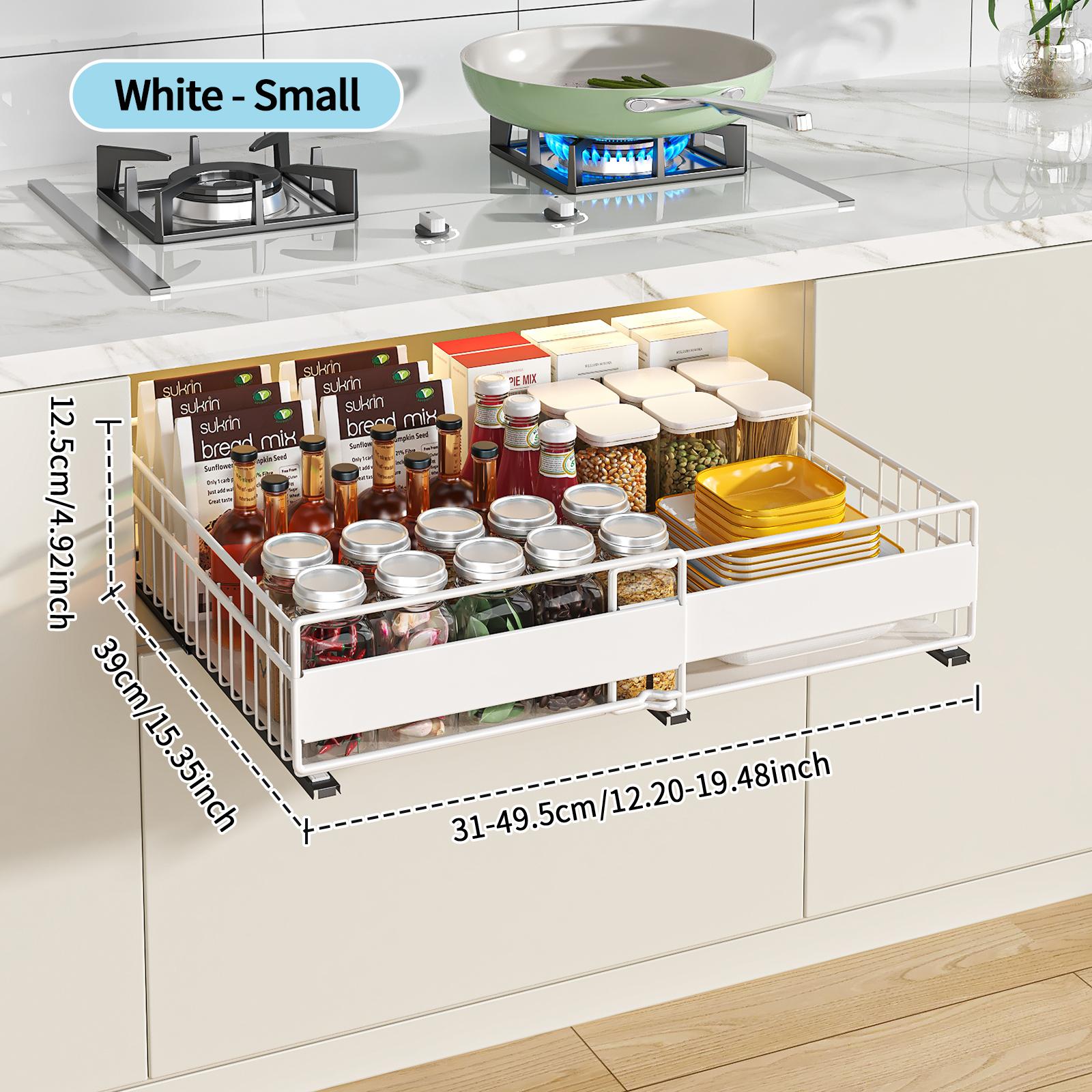 

Kitchen Rail Telescopic Storage Basket, Spices, Condiments Pull-Out Storage Drawer 1-tier