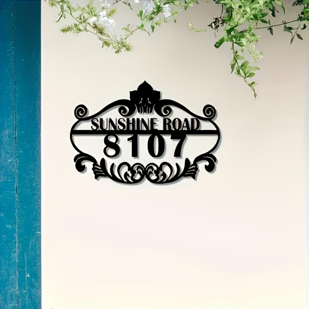 Vintage Metal Door Sign Floral Swirl Home Decor Housewarming Gift