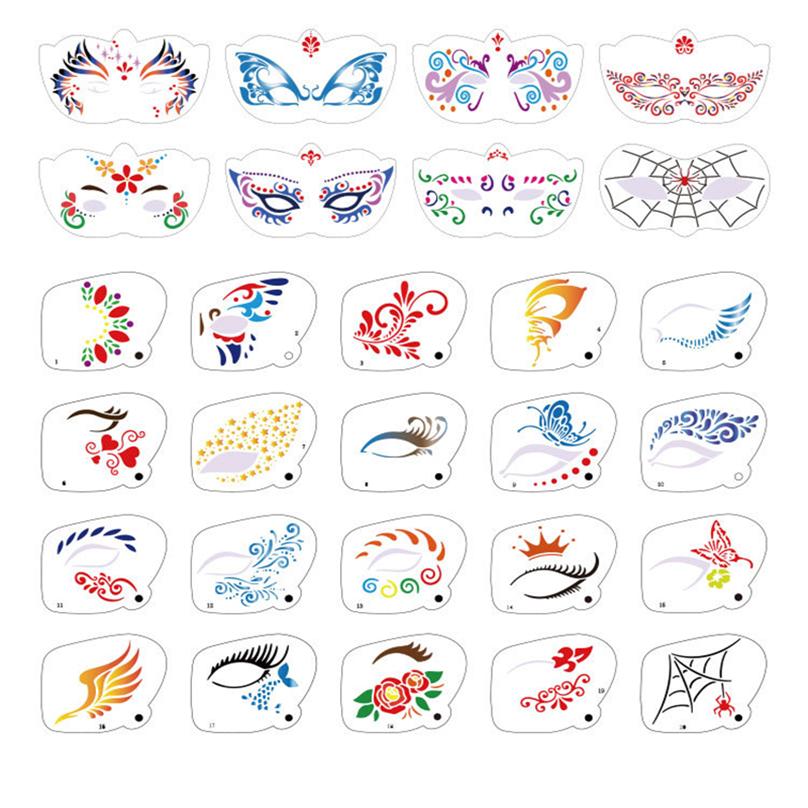 Kit di Stencil per Pittura Facciale, Modelli Riutilizzabili Vuoti per Tatuaggi Facciali e Body Painting, Strumenti Creativi DIY per Disegno per Bambini e Adulti