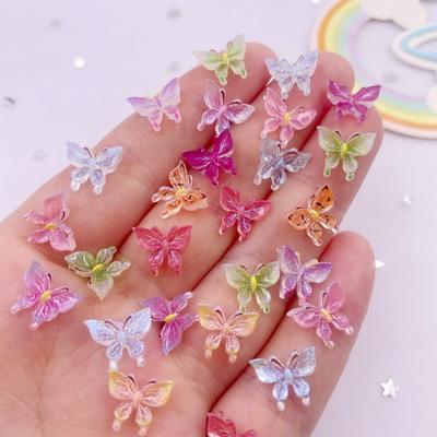50pcs Resin Colorful Mini Cute Crystal Butterfly Nail Art Flatback Rhinestone Applique DIY Wedding Scrapbook Decor Crafts