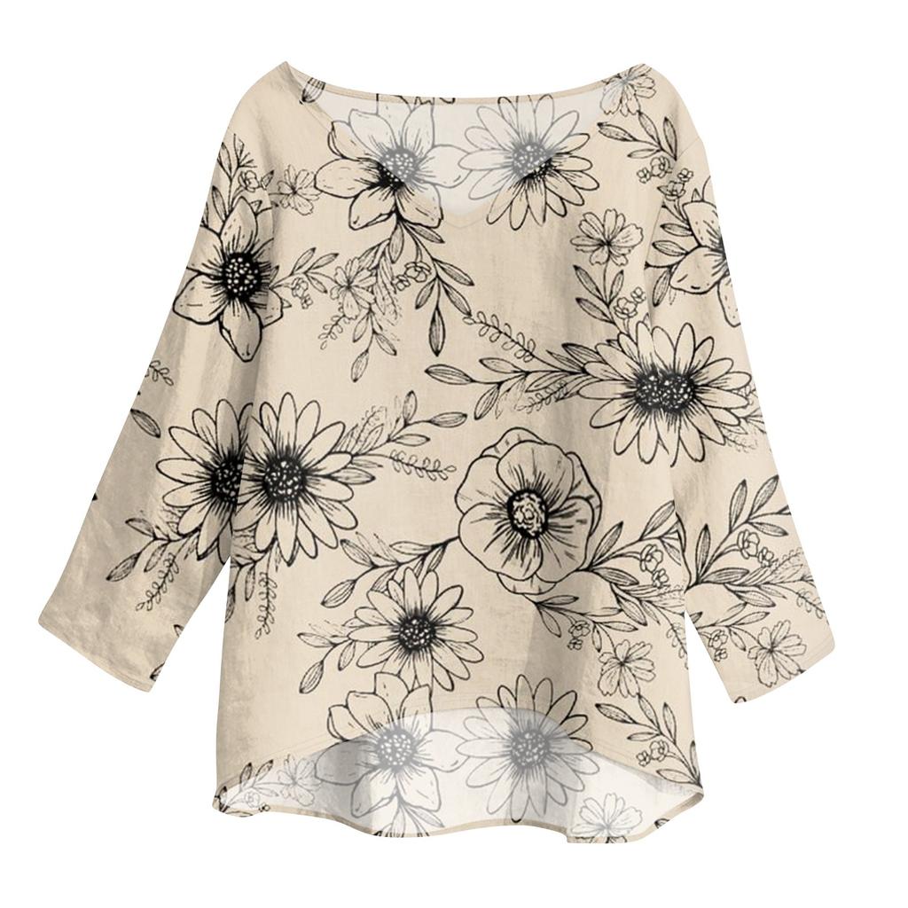 3/4 Length Sleeve Womens Tops Summer Trendy  V-Neck Blouses Dressy Casual  T-Shirt Summer Outfits Beach Vacation