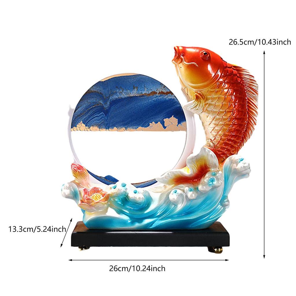 Koi-Fisch-Statuen-Kollektion, dynamische Sandmalerei, dekorative Figur für Tischdekoration, Schreibtisch, Kamin, Schlafzimmer, Wohnzimmer