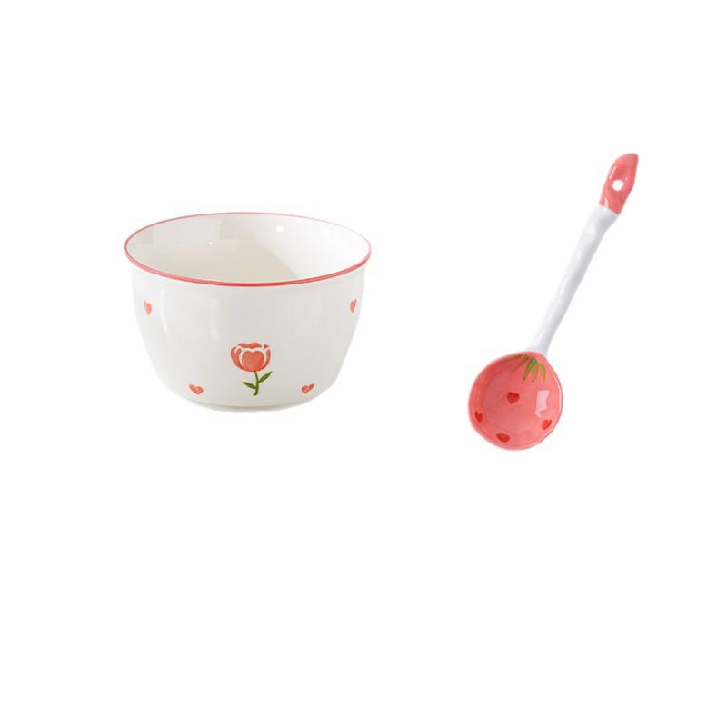 Tulip Underglaze Ceramic Bowl and Plate Set - Stylish Round Tableware