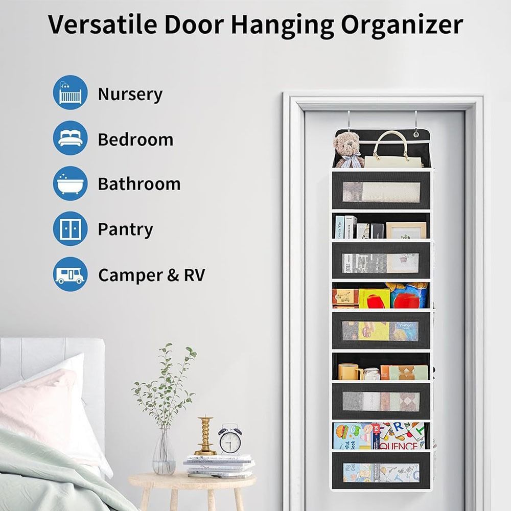 Durable 5-Layer Over Door Hanging Storage Bag Large Capacity Non-Woven Hanging Storage Box Wall Organizer for Bathroom Bedroom
