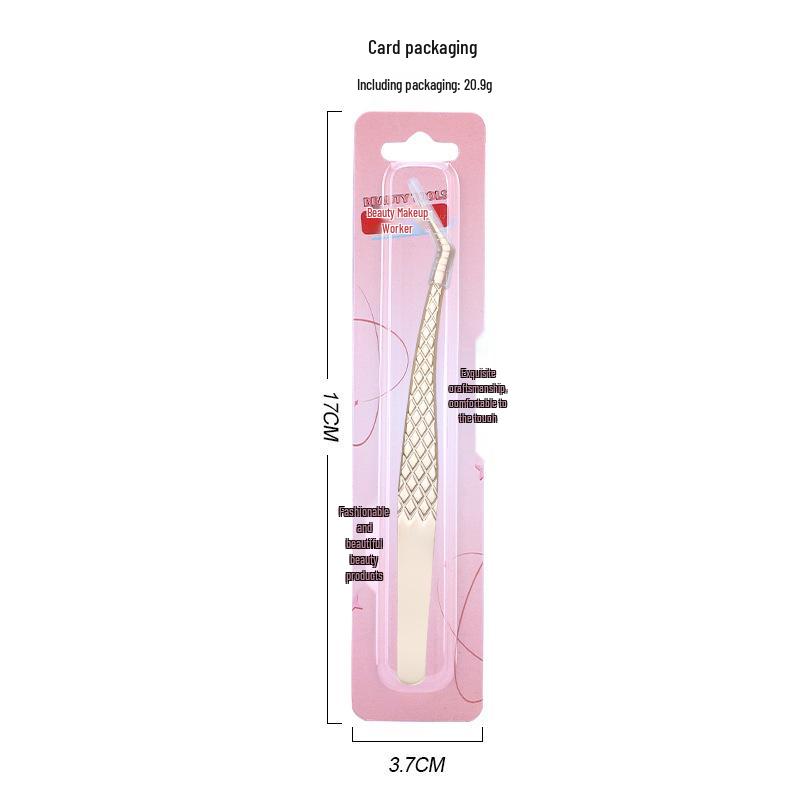 Golden Feather Stainless Steel Lash Tweezers with Net Grip for Precision Eyelash Application