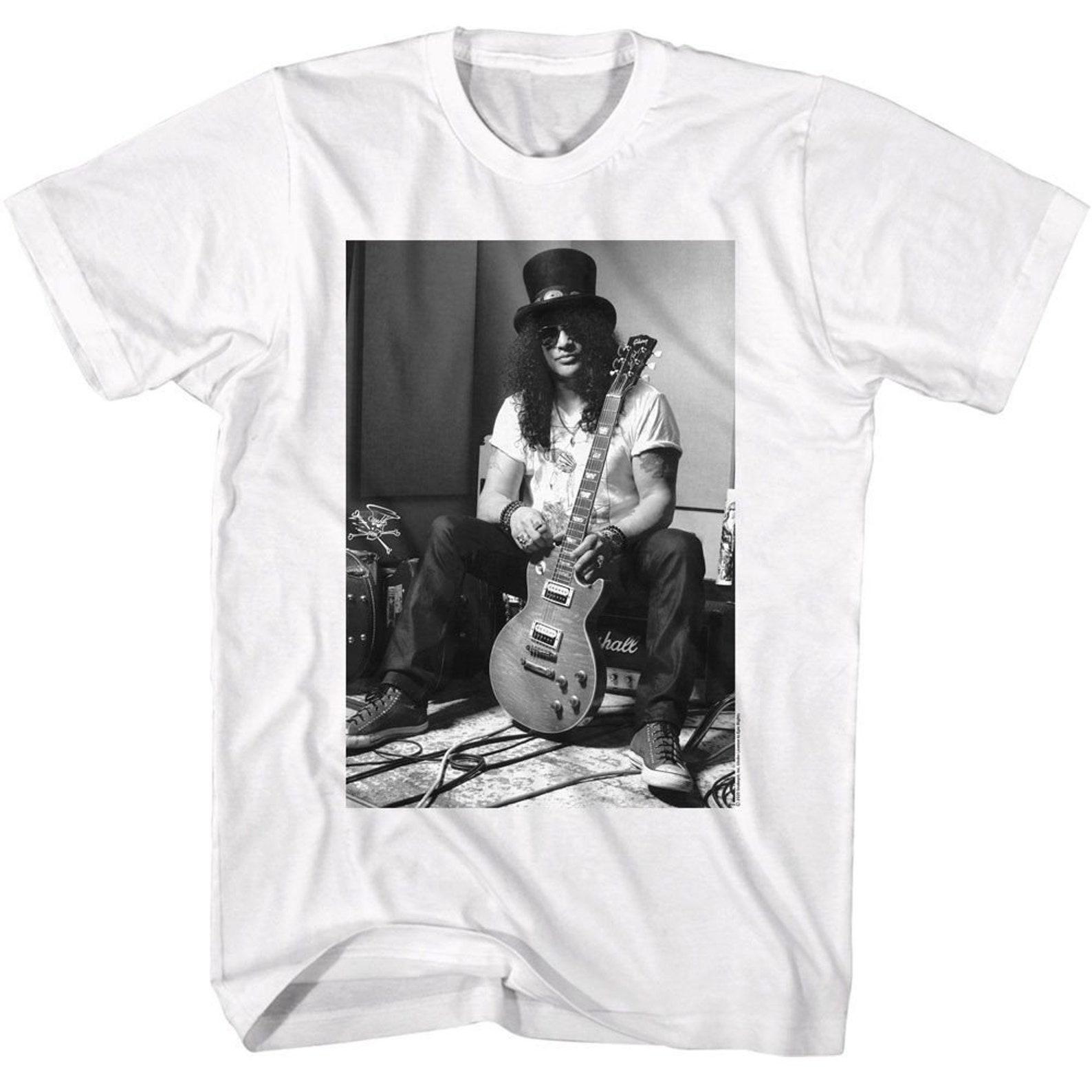 Slash BW Slash Guitar White T-Shirt 4XL