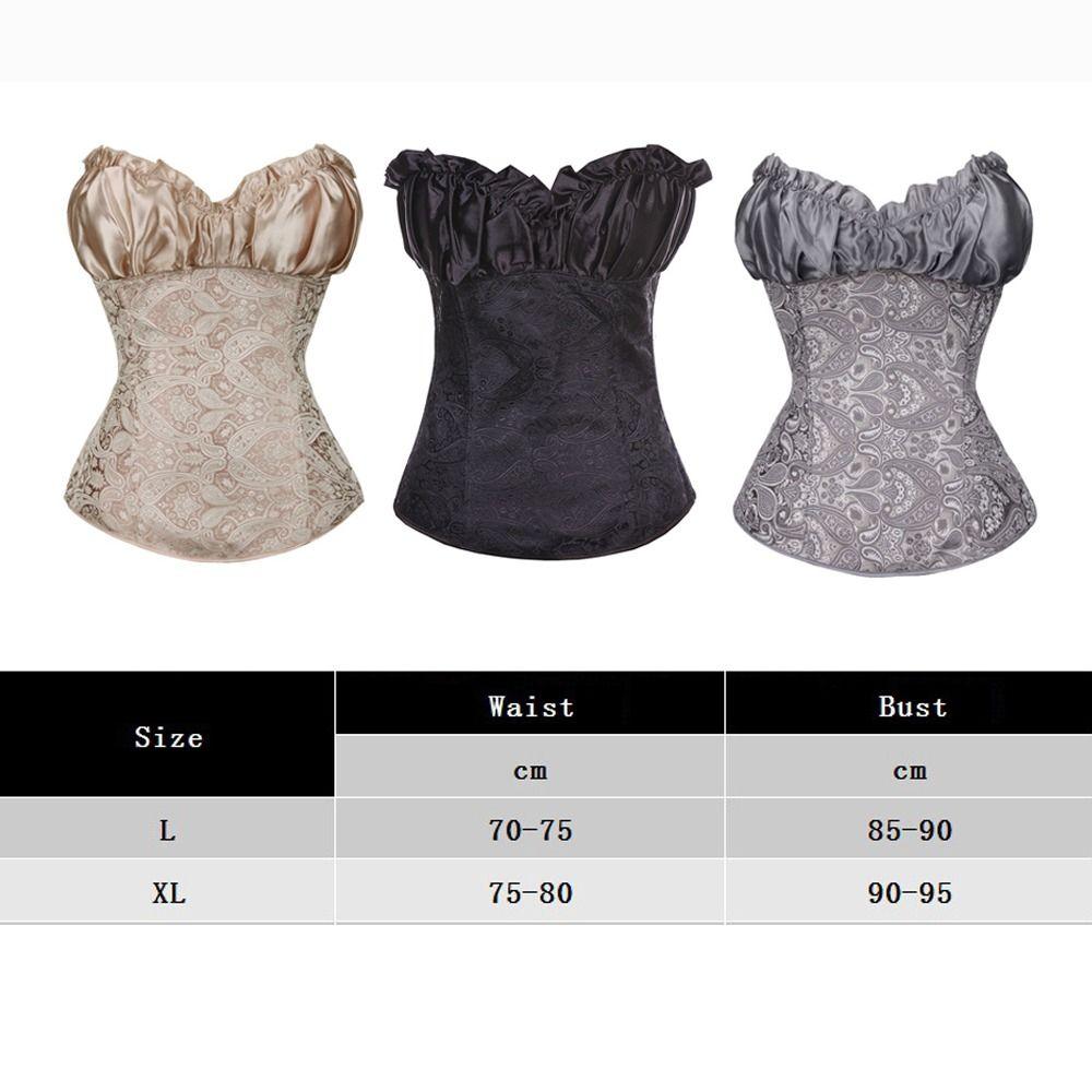 Sexy Gothic Style Overbust Corset Steampunk Design Zipper Side Waist Trainer Vintage Look Shapewear Court Wear