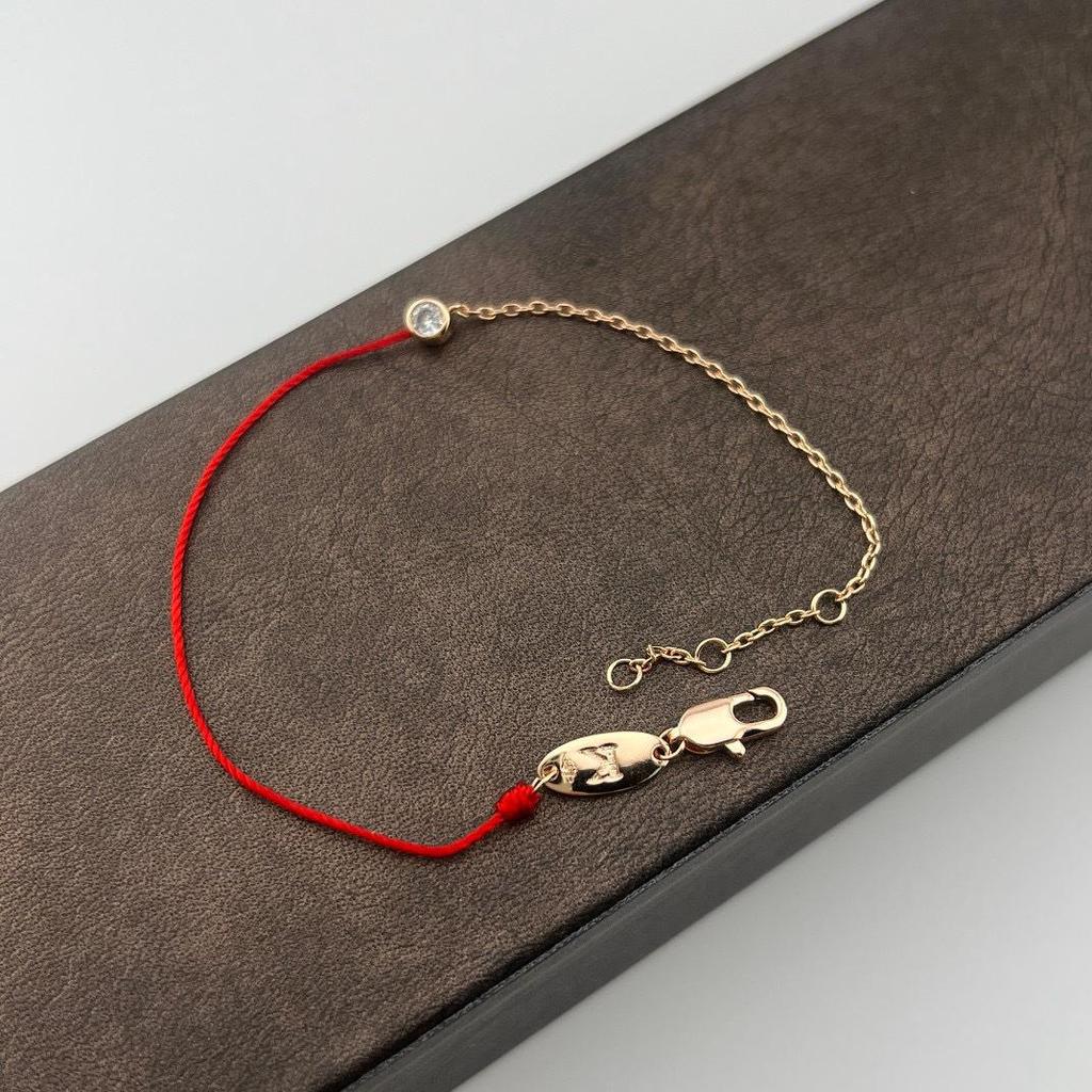 French Red String 925 Silver Lucky Zodiac Bracelet with Single Diamond - New Style Gift