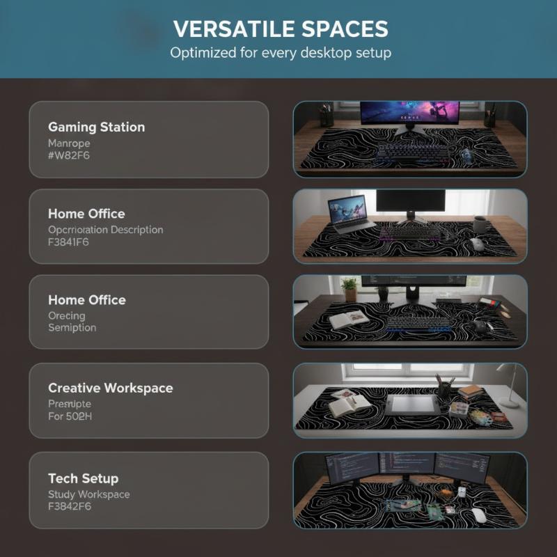 1 stk. Gaming Musemåtte Stor Tastaturmåtte Topografisk Musemåtte Sort og Hvid Musemåtte Til Tastatur Med Anti-Slip