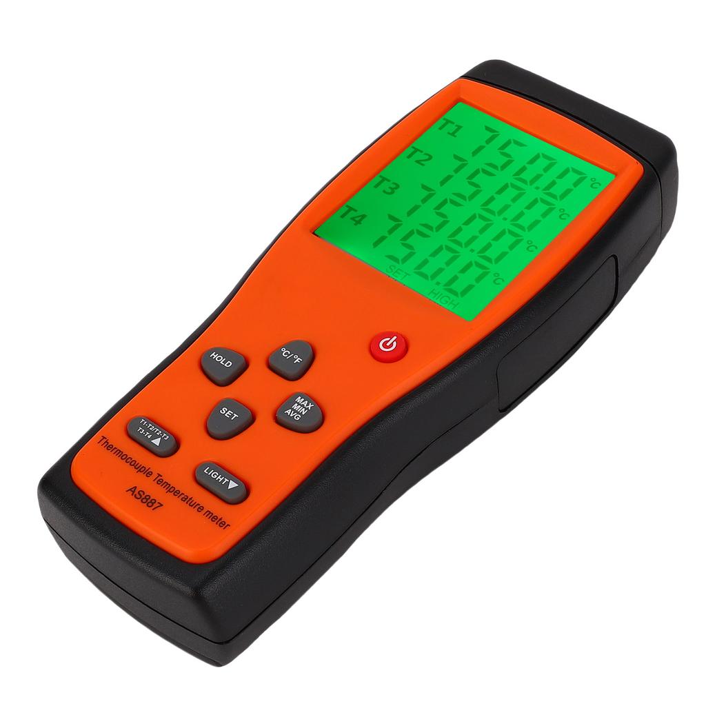 4 Channels Thermometer with 4 Probes K Thermocouple Contacting Type Digital Temperature Tester 2 Units Switching