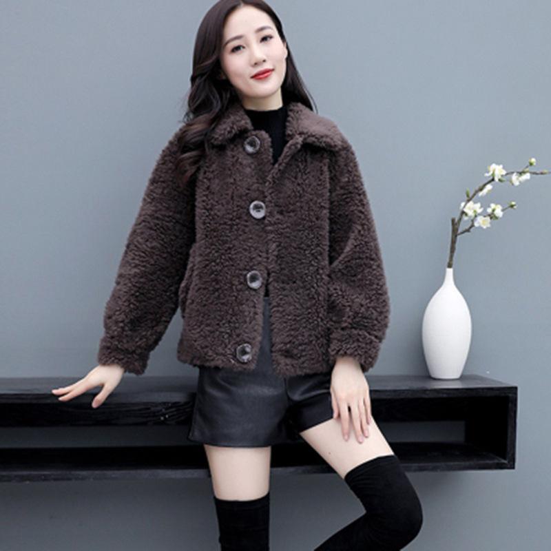 Fur Integrated Coat Women's Autumn and Winter Imitation Lamb Wool Coat Women's Short Loose Popular Coat Trend