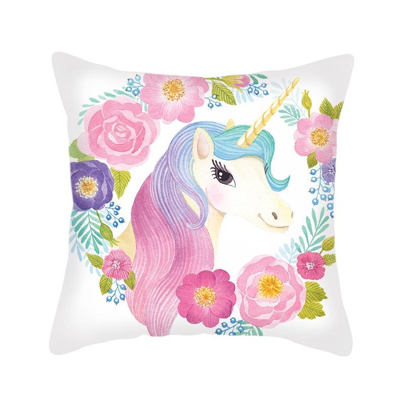 Unicorn Pillowcase 40x40cm Linen Cushion Cover, Unicorn Gift for Girls Or Boys Throw Pillow Covers Decorative Pillows