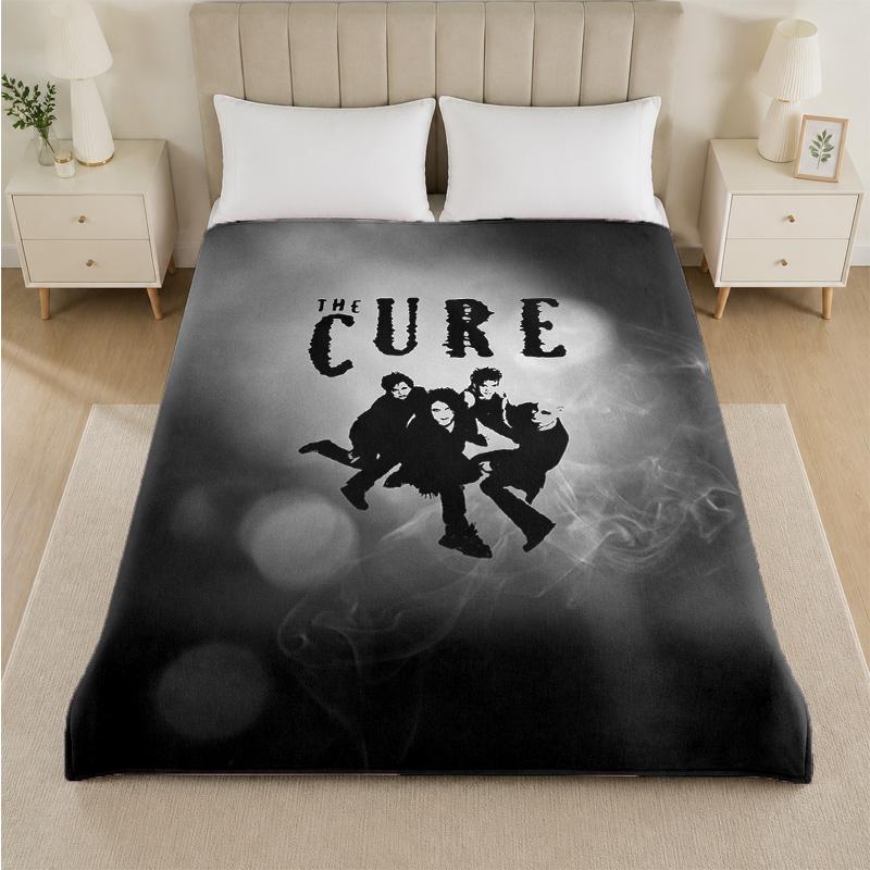 The Cure Print Flannel Blanket Cozy Lightweight Plush Throw Blanket For Bed Sofa Household Use
