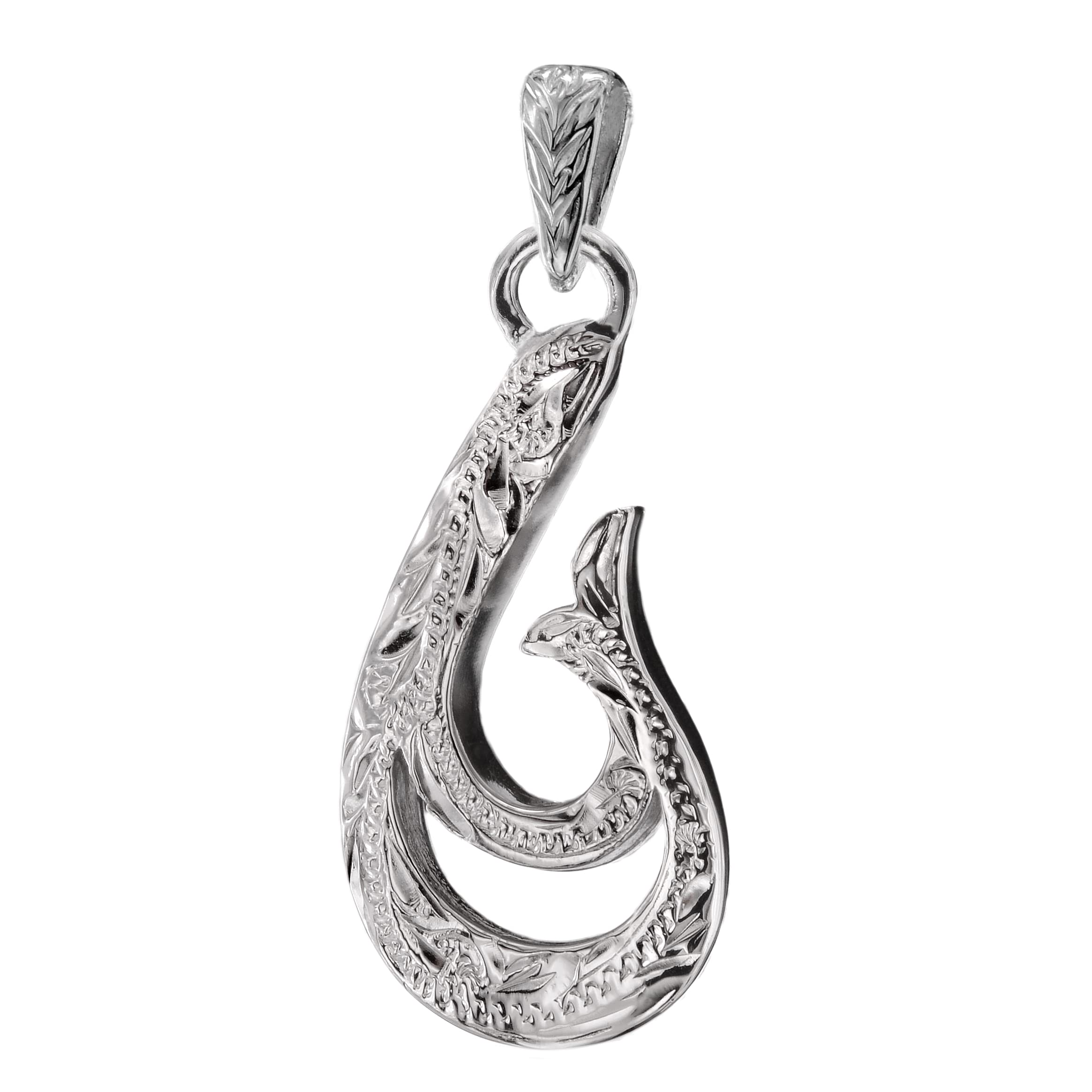 

Leilani Hawaiian Fish Hook Pendant Necklace for Men, 925 Sterling Silver (Chain Not Included)