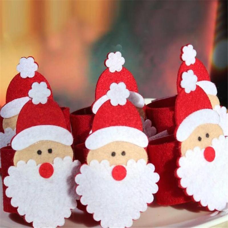 4PCS Christmas Santa Claus Napkin Rings Serviette Holder Table Napkin Holders Banquet Dinner Table C