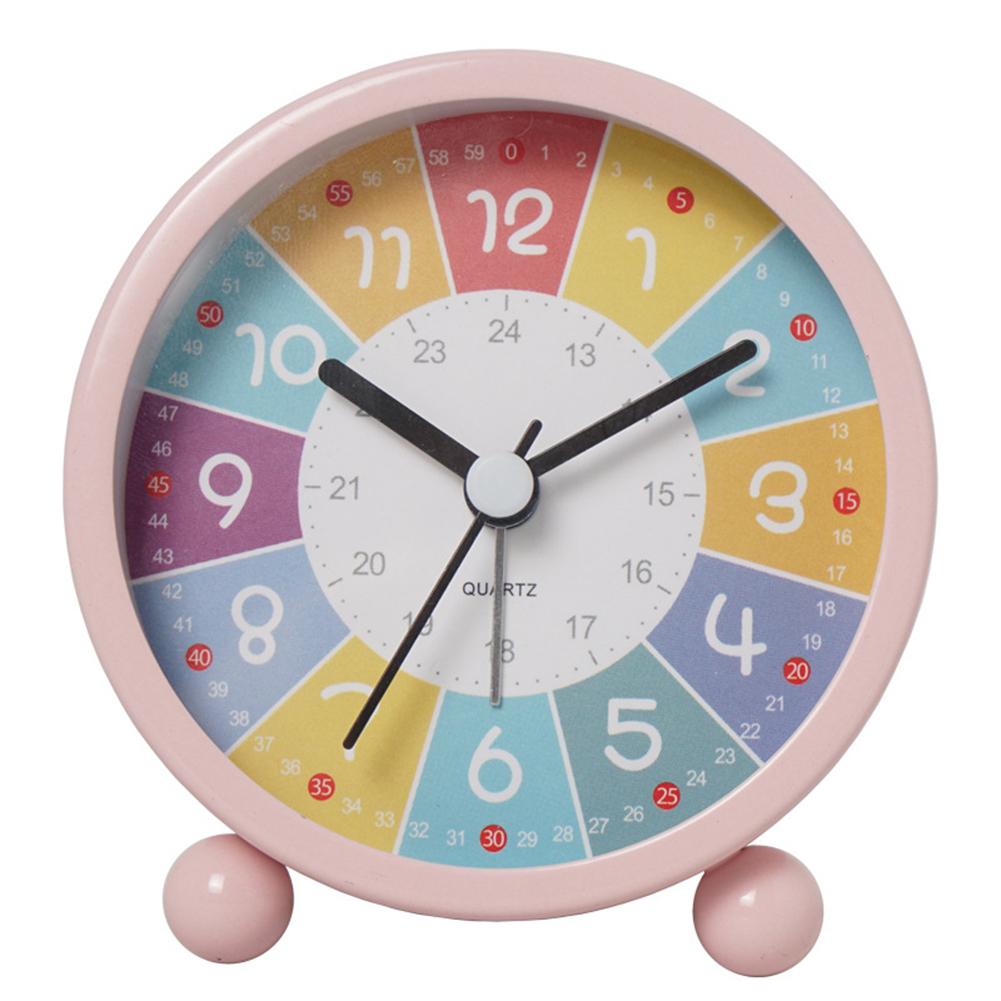 

Children Rainbow Alarm Clock Cartoon Luminous Silent Non-ticking Table Clocks For Bedroom Home Office Decor pink#0