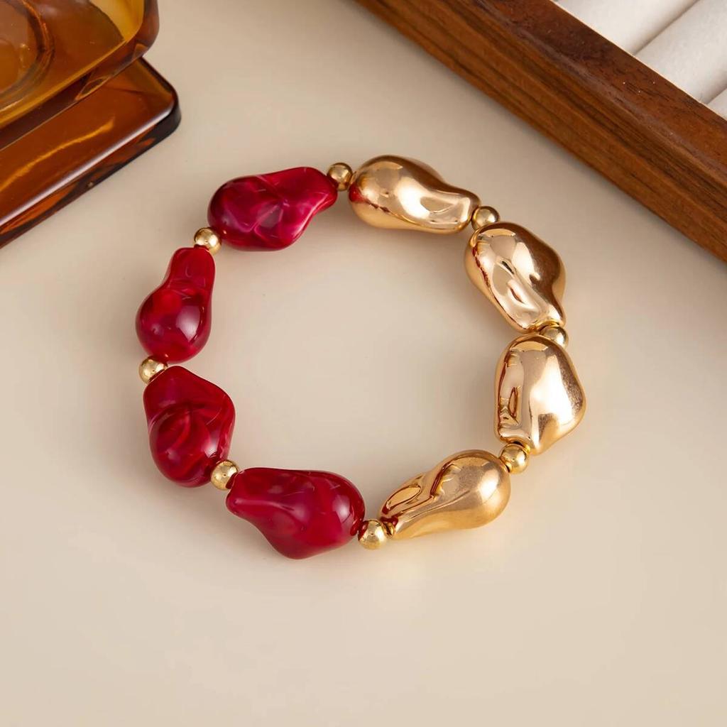 Salircon 7 Colors Boho Resin Acrylic Bead Choker Necklace Bracelet Set Women Vintage Elegant Banquet Party Bangles Jewelry Gifts