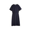 French Minimalist Short Sleeve Dress Women Dresses Navy-Blue EL51381