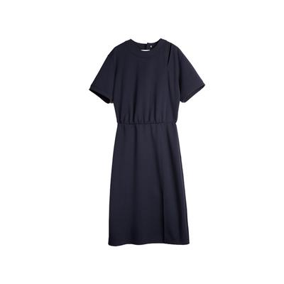 French Minimalist Short Sleeve Dress Women Dresses Navy-Blue EL51381