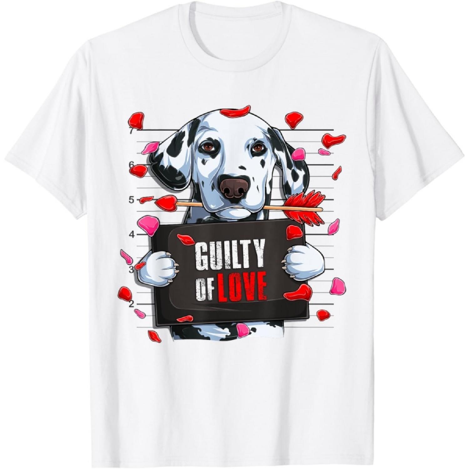 Dog Puppy Dalmatian Hearts Cupid Arrow T-Shirt XXXXXL белый