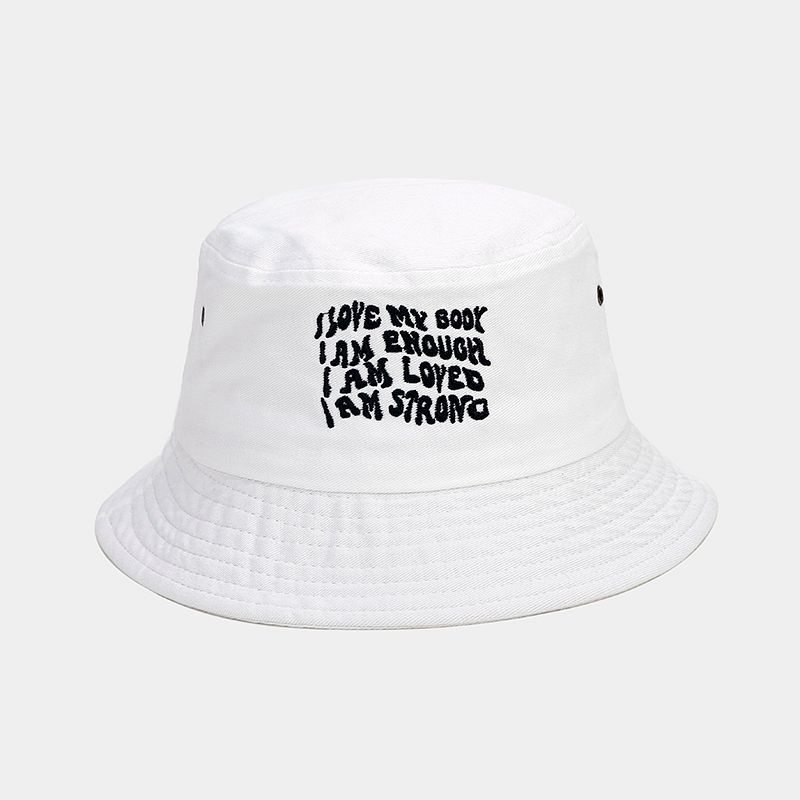 Hat Women's Fashion Summer Letter Embroidered Bucket Hat Men's Outdoor Breathable Sunscreen Sun Hat Versatile Outing Basin Hat