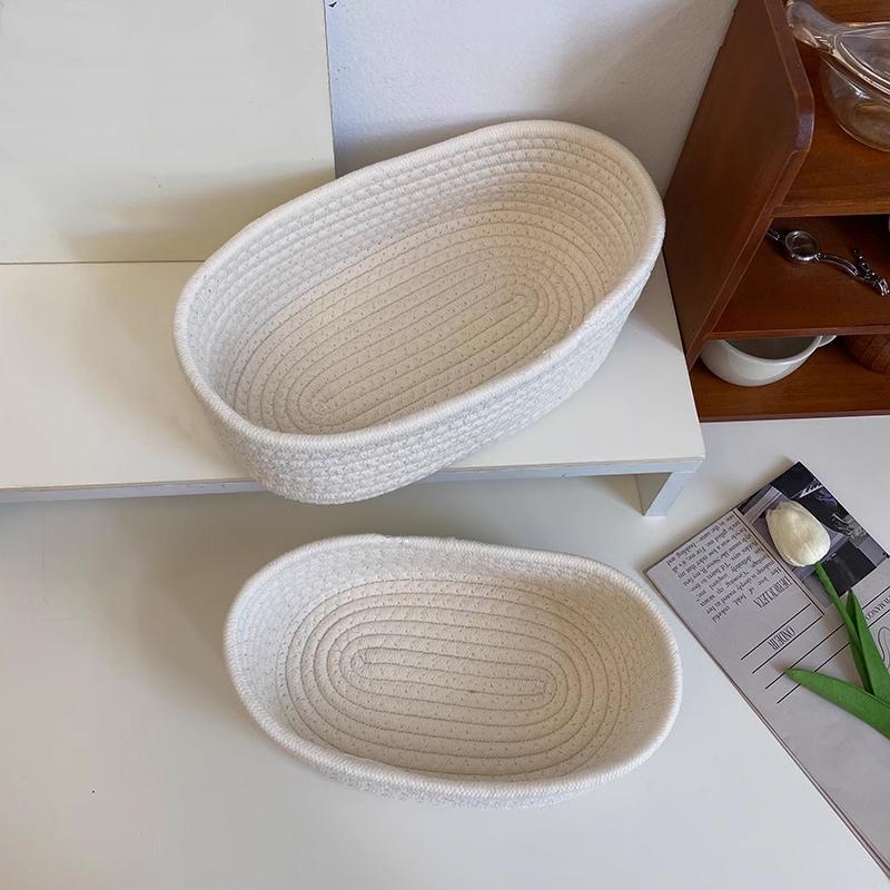 Cotton Rope Woven Storage Baskets Cosmetics Desktop Organizer Table Top Sundries Key Bedside Storage Basket