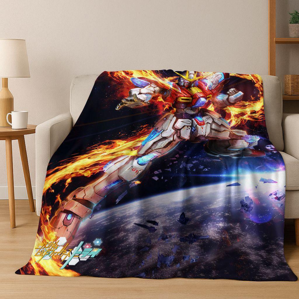 26 Style Gundam Cartoon Robot Flannel Blanket,Warm and Cozy Soft Throw Blanket for Home Bedroom Bed Sofa Picnic Office Cover