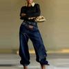 Jeans Damen Vintage Weite Hosen Denims Gewaschen Streetwear Patchwork Flicken Gerade Hosen Used Look Bodenlang 2026