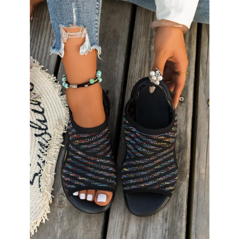 Open Toe Thick Bottom Casual Sleeve Sandals Low Heel Women's Shoes Large Size