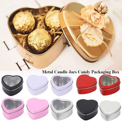 1 Pcs Heart Shape Metal Empty Mini Tin Box Tinplate Candy Pill Candle Tea Cases Bins Jar Containers Small Organizer Storage Box