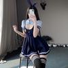 Bunny Girl Police Blue Stockings Open Chest Lingerie Babydoll Sexy Cosplay Reverse Bunny Rabbit Training Temptation Halloween Costume Cute Ladies