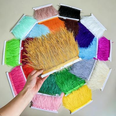 100Cm(39,37") Natūralių stručio plunksnų apvadas juostelė DIY rankdarbių kutas, daugiaspalvė plunksna kostiumas vestuvių vakarėlio dekoracija