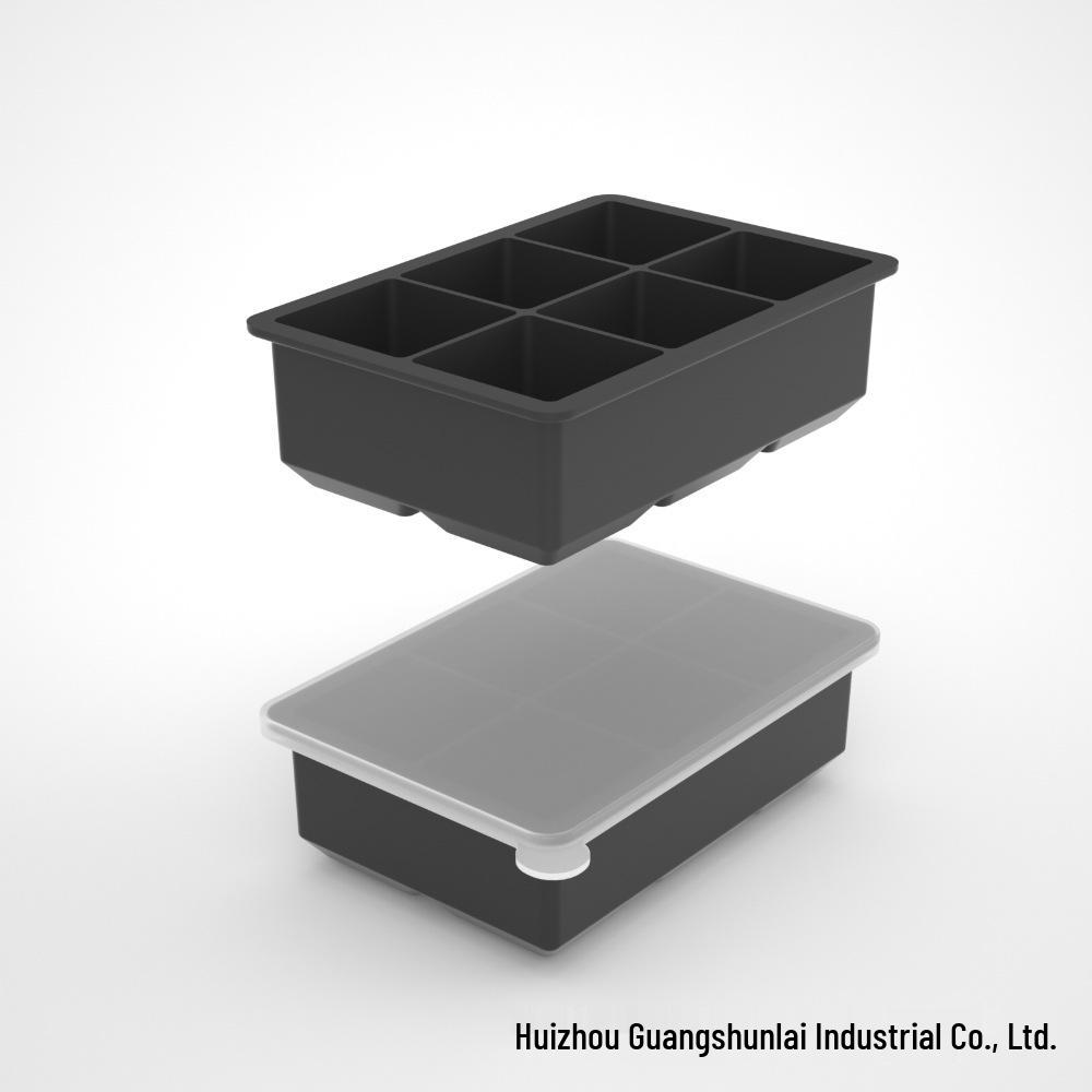 Silicone Ice Cube Tray with Lid: 4-Grid Frozen Soup & Food Storage Box