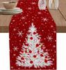 Red Christmas Tree Snowflake Table Runner 2D Flat Print Festive Home Decor Dining Table Kitchen Table Runner Charming Functional