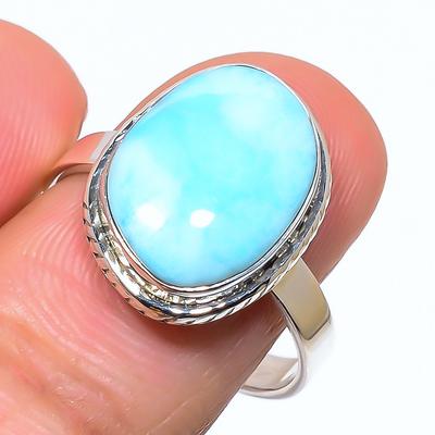 Natural Republic Larimar Gemstone 925 Sterling Silver Jewelry Ring Size 9.5 Y8q73